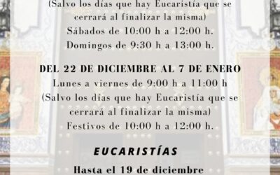 Horario capilla diciembre e inicio de enero